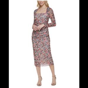 3/$15 Tommy Hilfiger Harbour Floral Mesh Ruched Midi Dress (2)